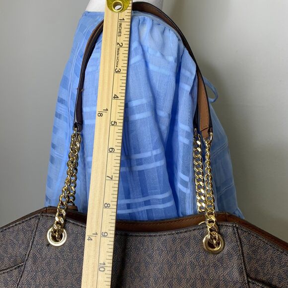 Michael Kors Jet Set Large Travel Chain Shoulder Tote Signature Brown - Picture 11 of 16